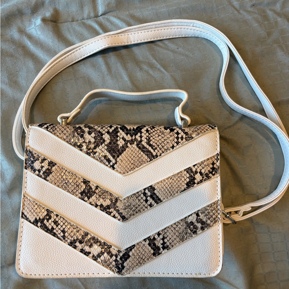 Olivia Miller White and Snake Pattern Crossbody Bag
